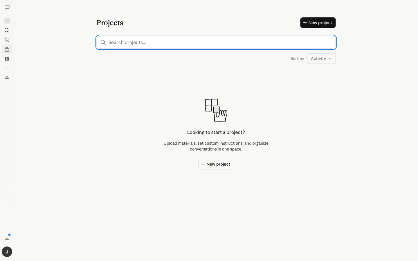 claude.ai Projects page